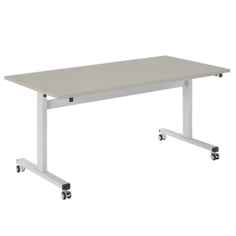 Pro Flip Rectangular Table - W1600 x D800 x H725mm - White Legs - Light Grey